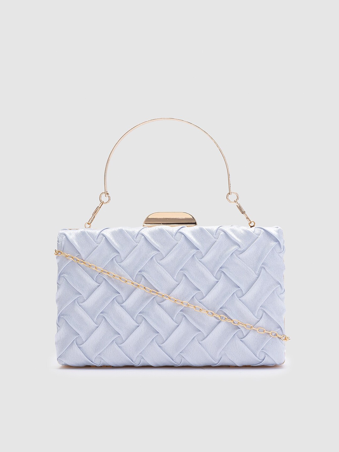 

Globus Grey & Gold-Toed Textured Box Clutch