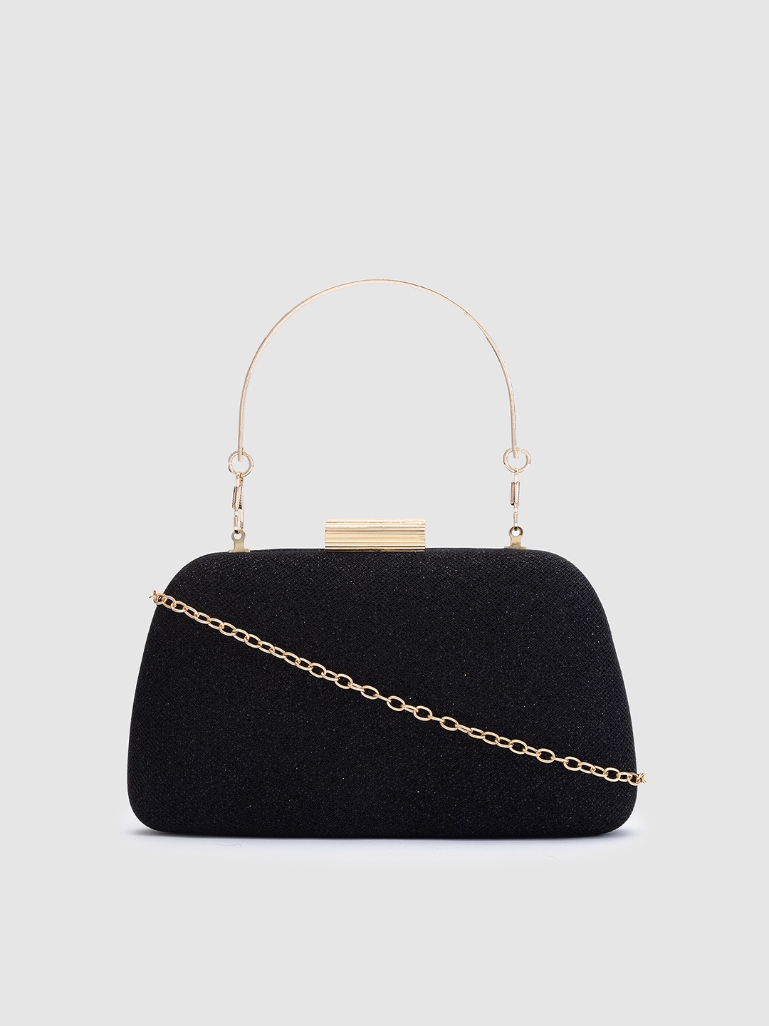 

Globus Black & Gold-Toned Embellished Box Clutch