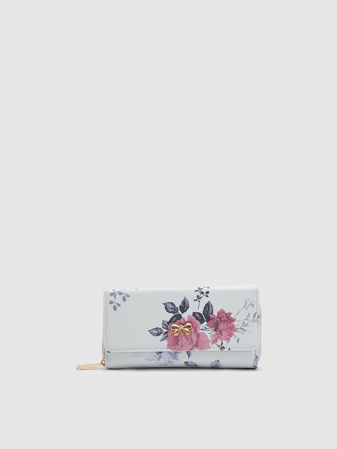 

Globus Women Green & Red Floral Printed Bow Detail PU Envelope Wallet