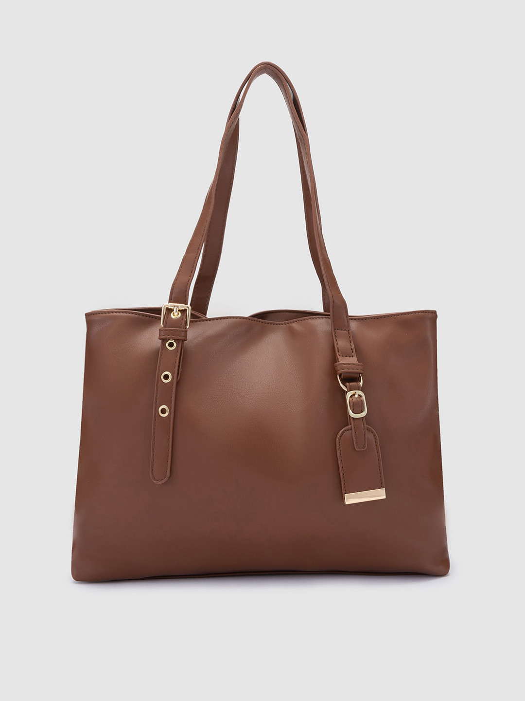

Globus Brown Structured Shoulder Bag with Tasselled