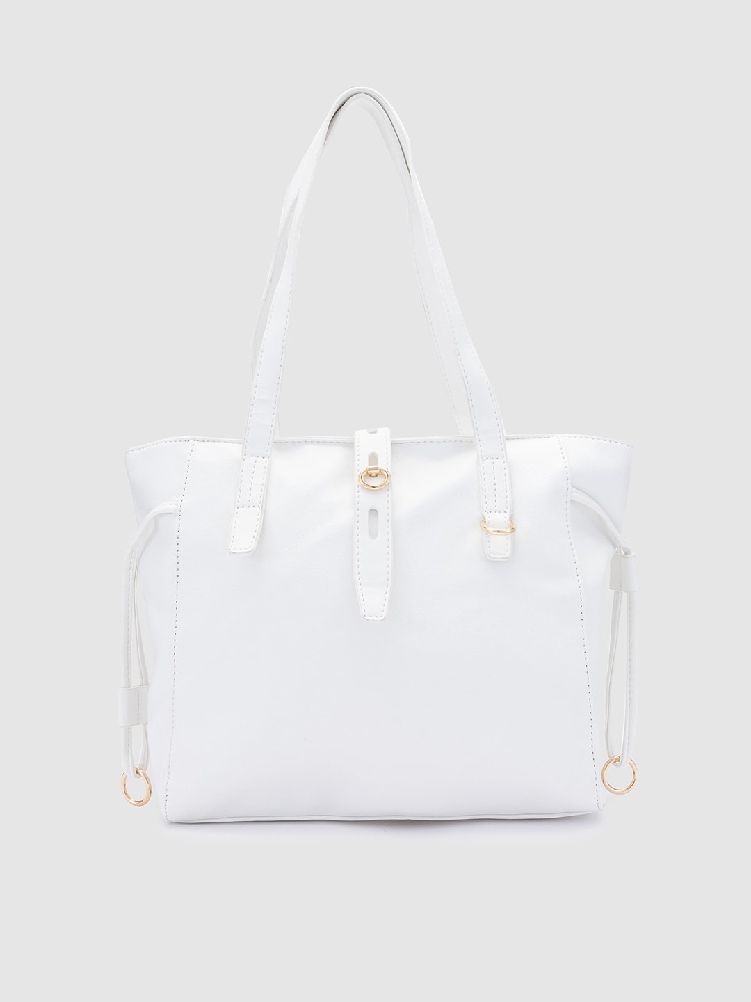 

Globus White PU Oversized Structured Shoulder Bag