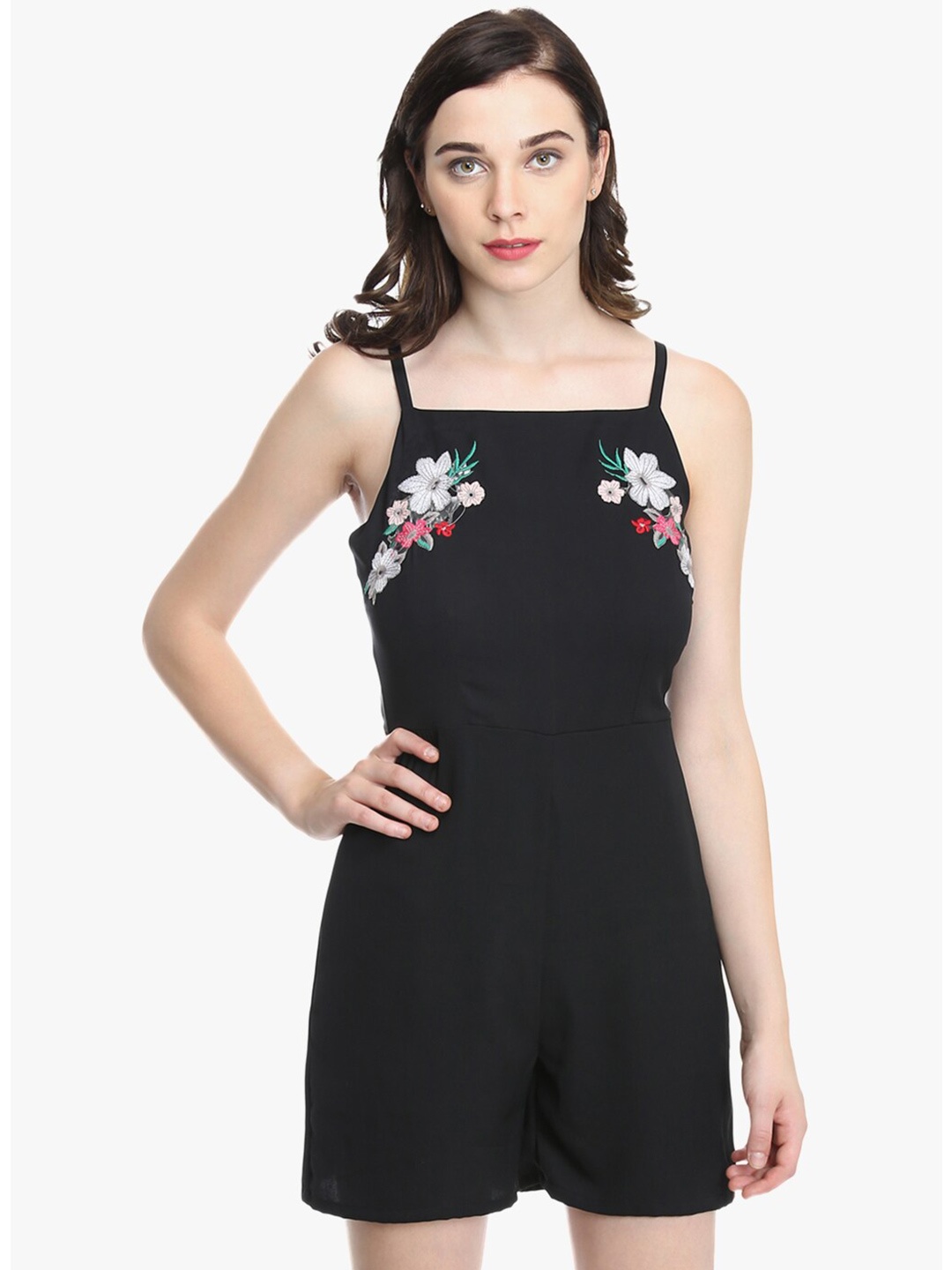 

DODO & MOA Black & White Floral Embroidered Playsuit
