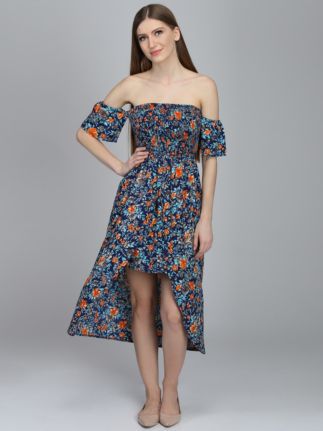 

DODO & MOA Off-Shoulder Floral Printed Playsuit, Blue