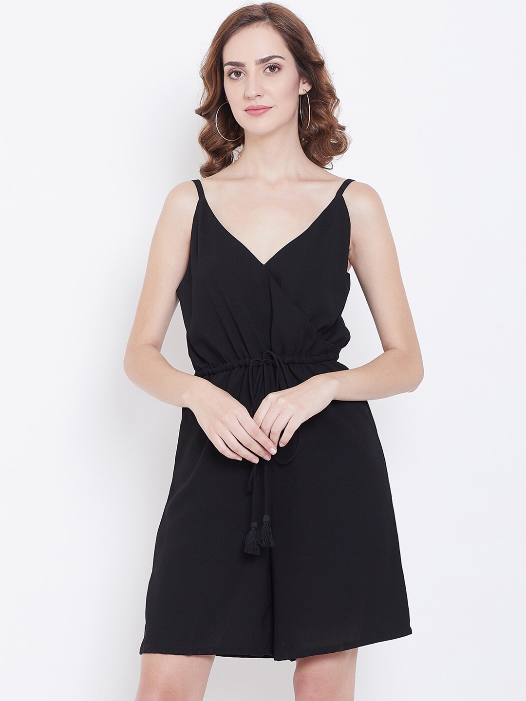 

DODO & MOA Sleeveless V-Neck Tie-Up Playsuit, Black
