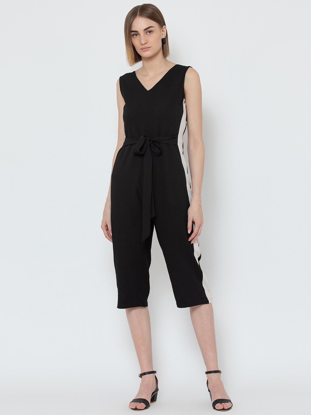 

DODO & MOA Tie Up Capri Jumpsuit, Black