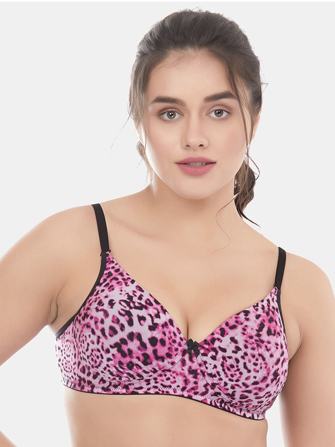 

Candour London Animal Printed Medium Coverage All Day Comfort Lightly Padded Bra, Pink