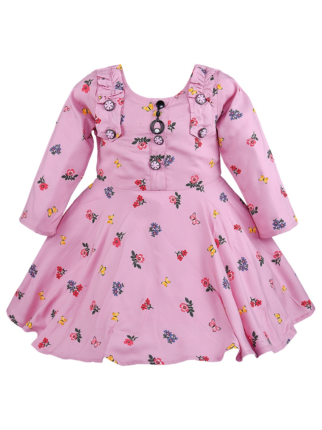 

Wish Karo Girls Floral Print Fit & Flare Casual Dress, Pink
