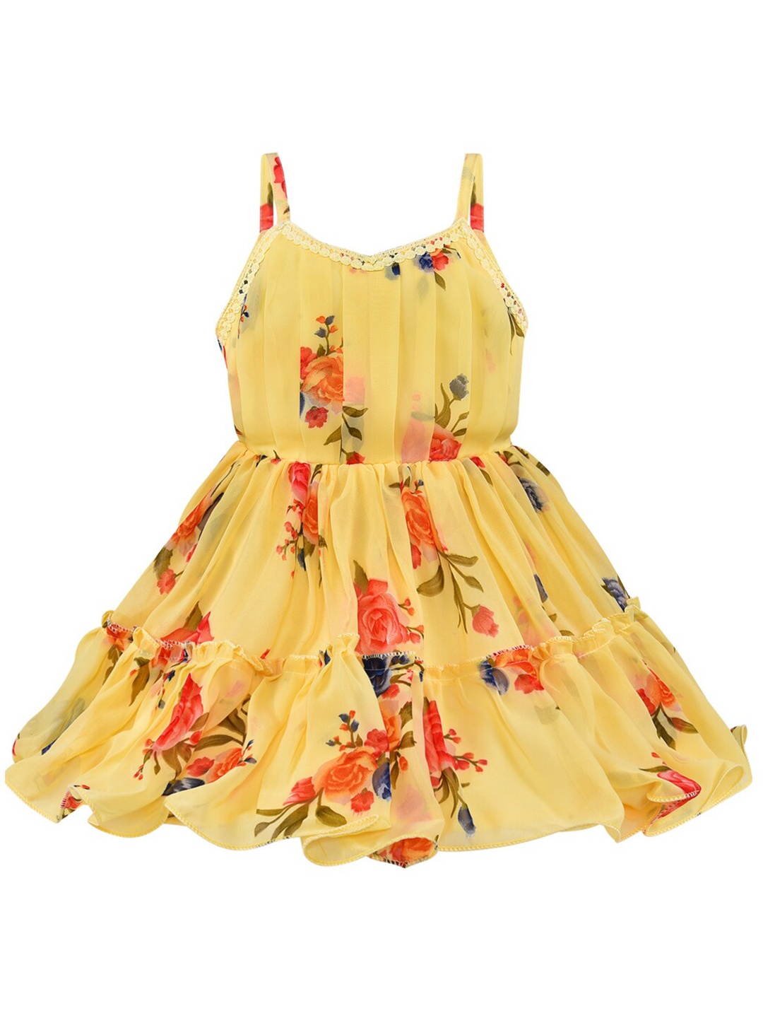 

Wish Karo Girls Floral Print Georgette Fit & Flare Casual Dress, Yellow