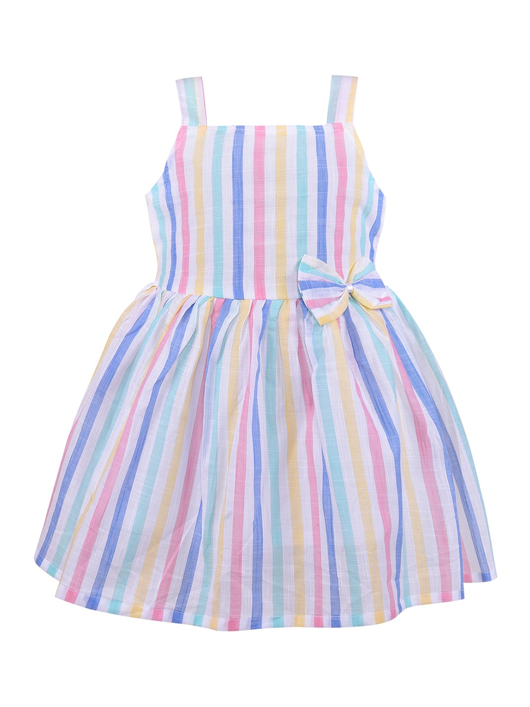 

Wish Karo Girls Candy Striped A-Line Dress, White