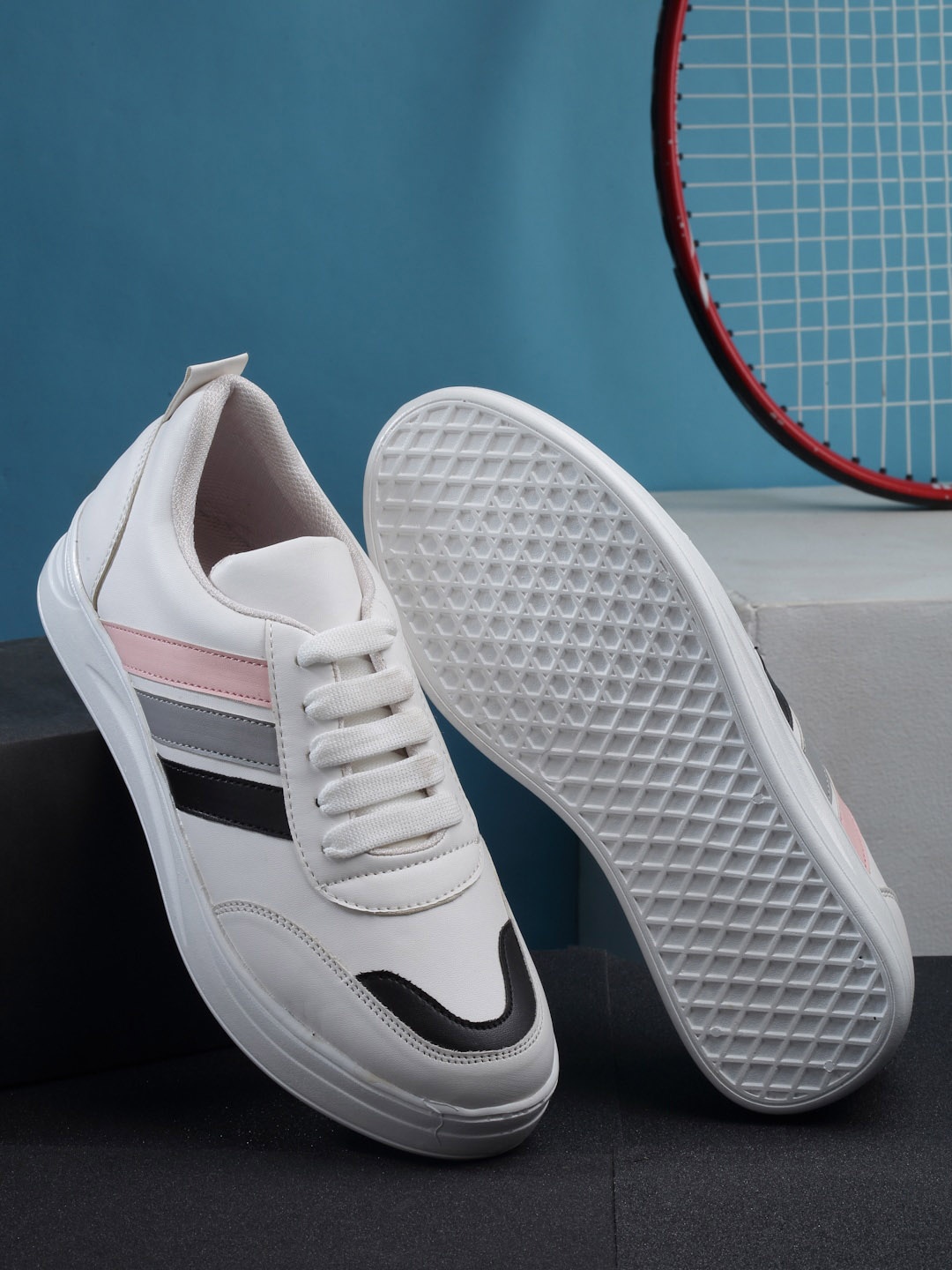 

PANAHI Women Striped Lightweight Sneakers, White