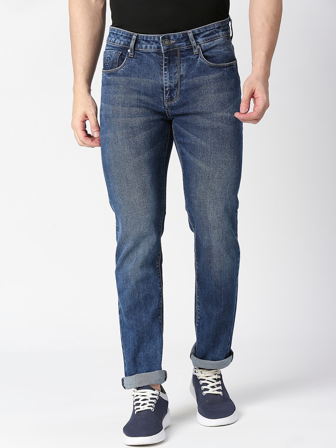 

DRAGON HILL Men Straight Fit Light Fade Stretchable Clean Look Jeans, Blue