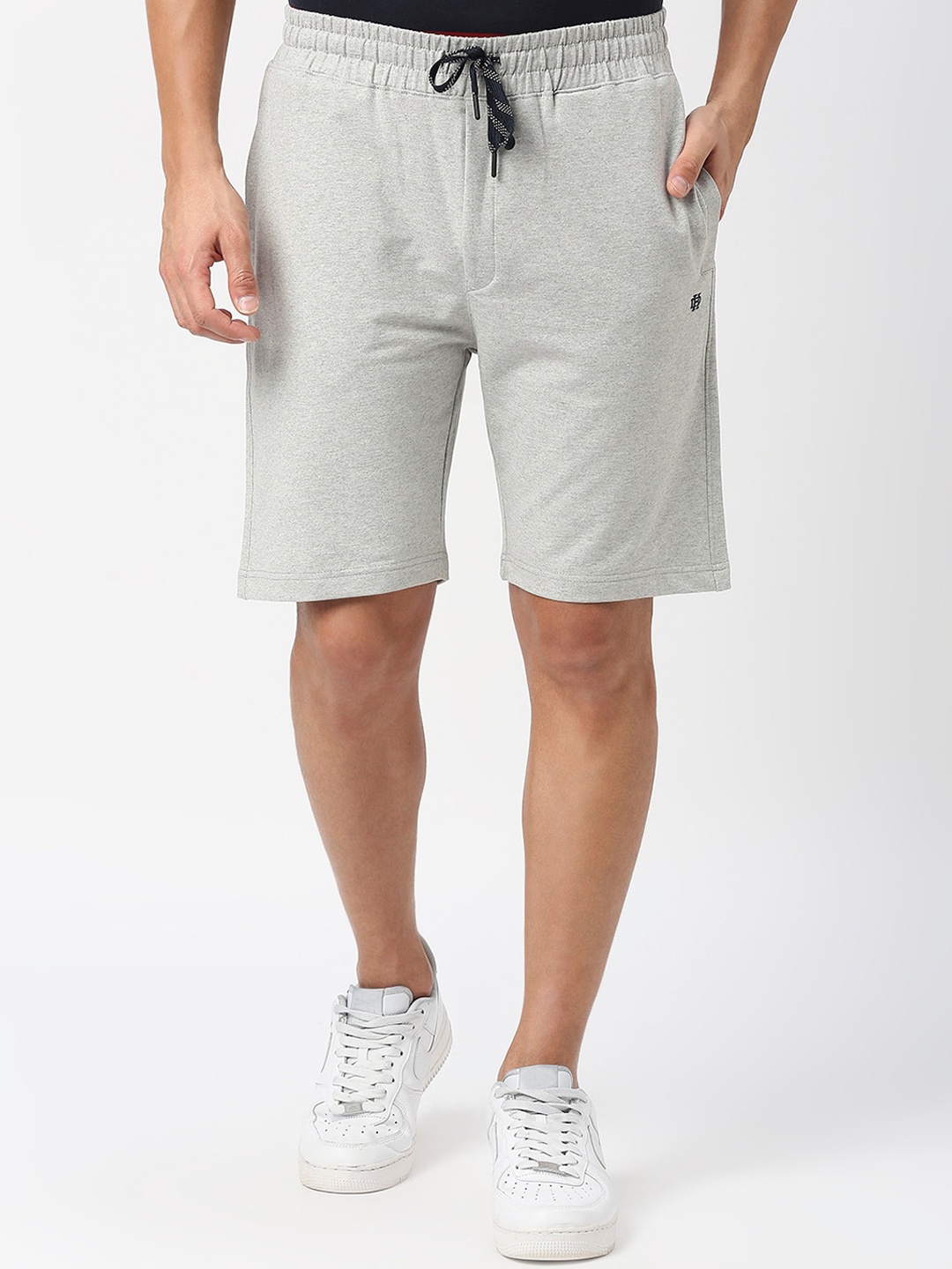 DRAGON HILL Men Mid Rise Sports Shorts, Grey melange