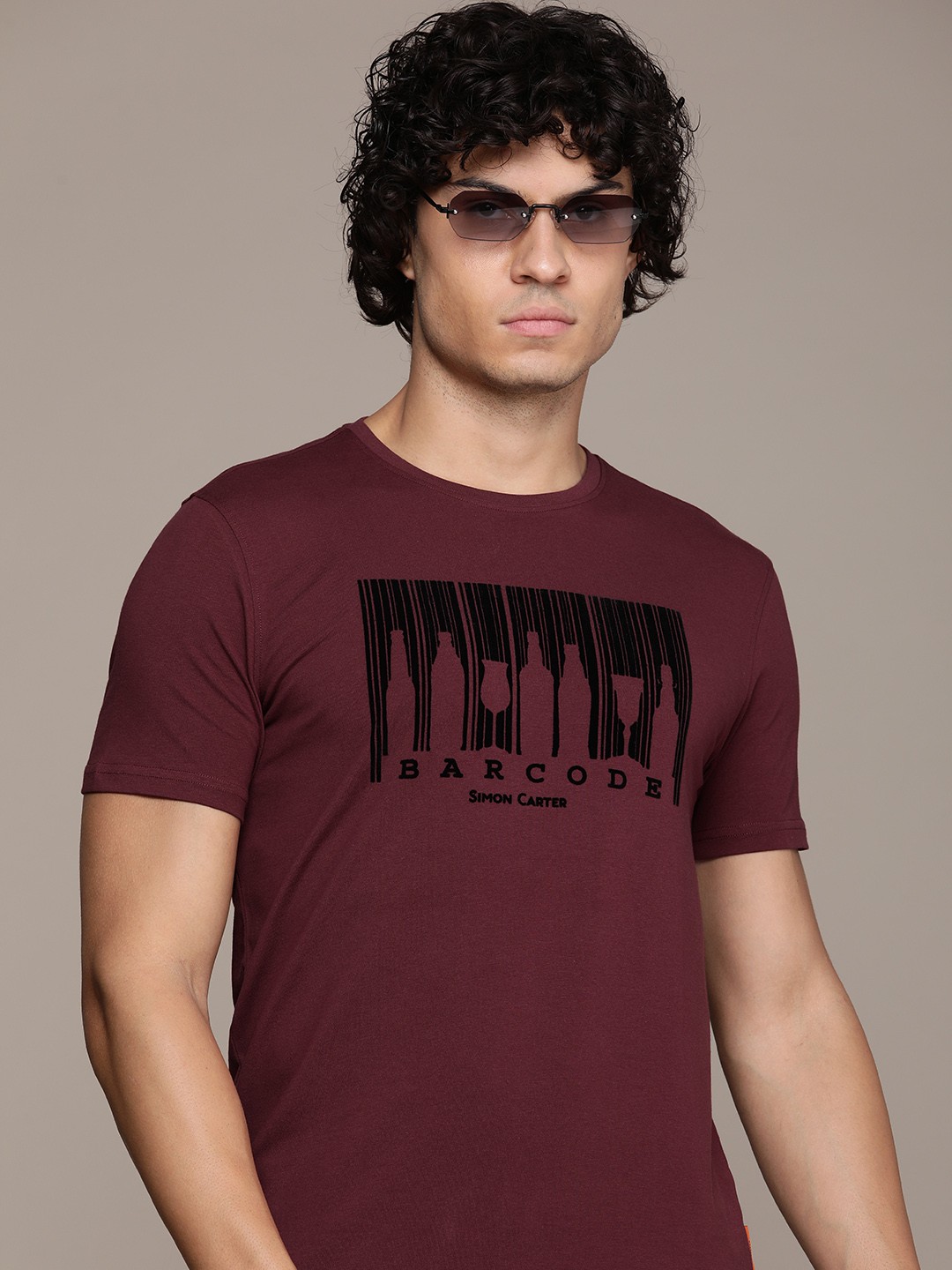 

SIMON CARTER LONDON Men Printed Slim Fit T-shirt, Maroon