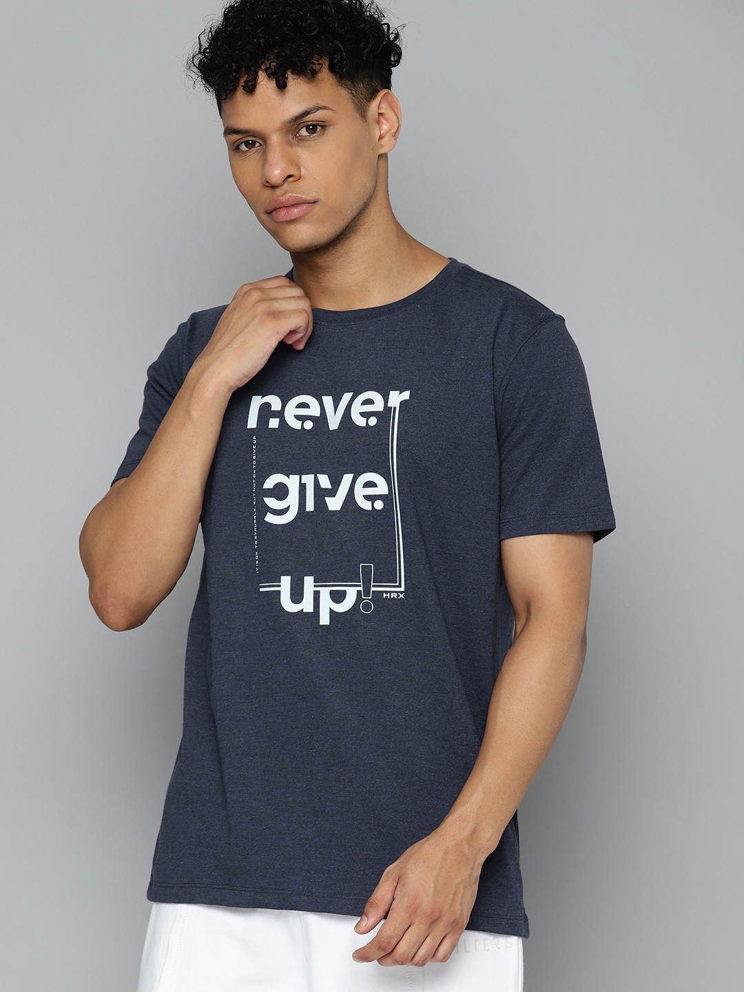

HRX by Hrithik Roshan Men Typography Printed Bio Finish T-shirt, Navy blue