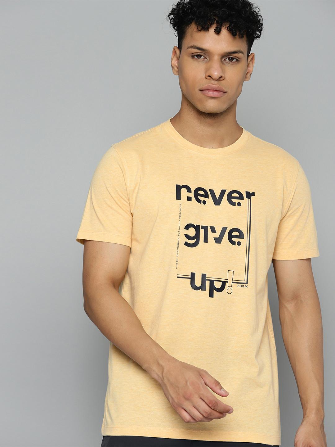 

HRX by Hrithik Roshan Men Typography Printed Bio Finish T-shirt, Yellow