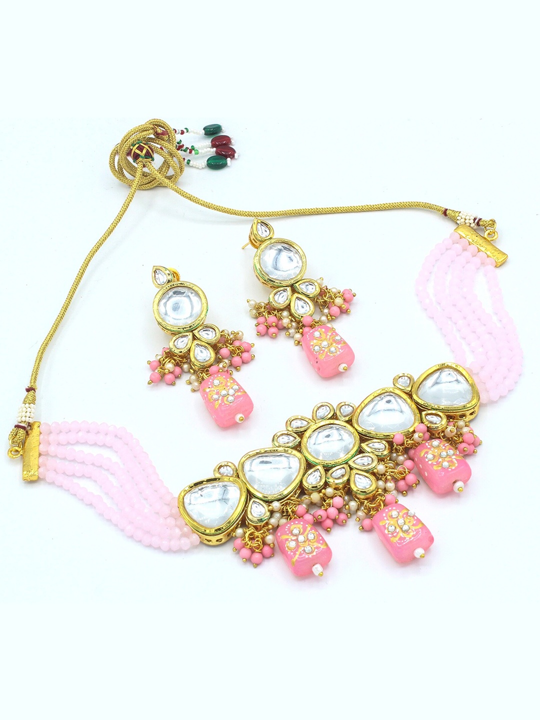 

AASHISH IMITATION Gold-Plated Kundan-Studded & Beaded Necklace & Earrings