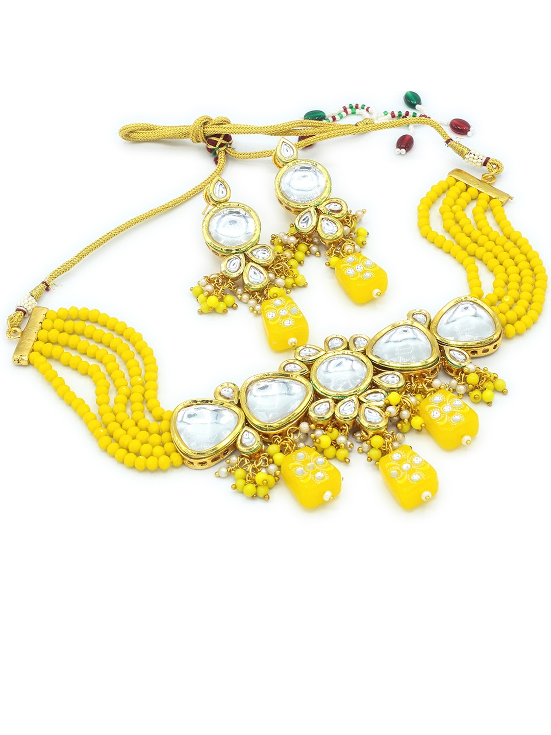 

AASHISH IMITATION Gold-Plated Kundan-Studded & Beaded Jewellery Set