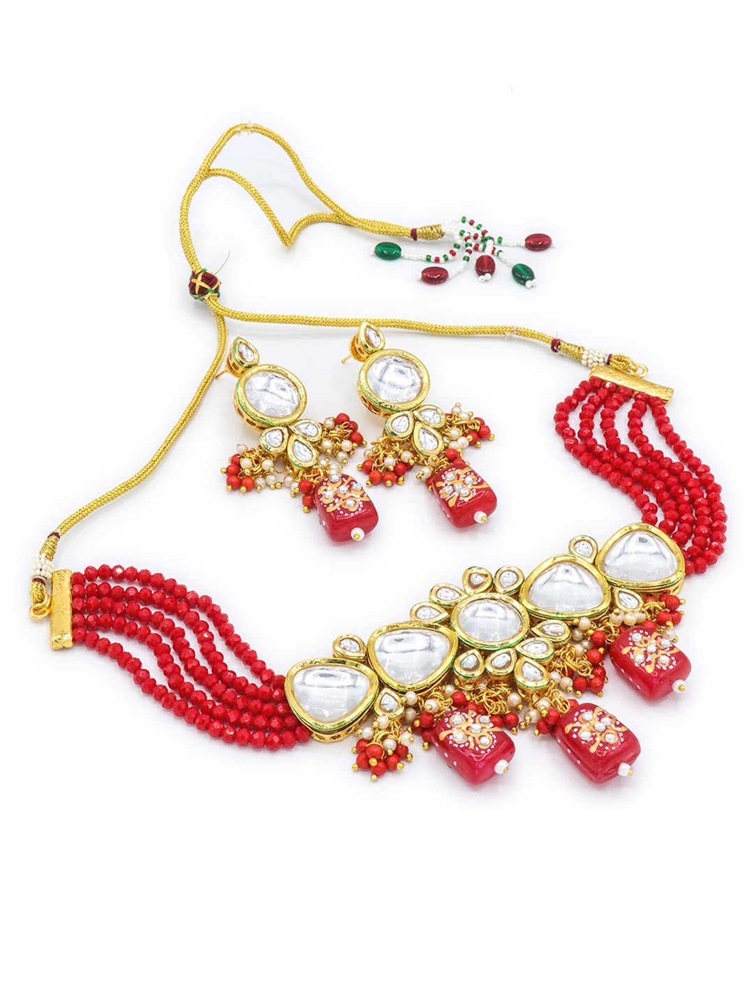 

AASHISH IMITATION Gold-Plated Kundan-Studded & Beaded Jewellery Set