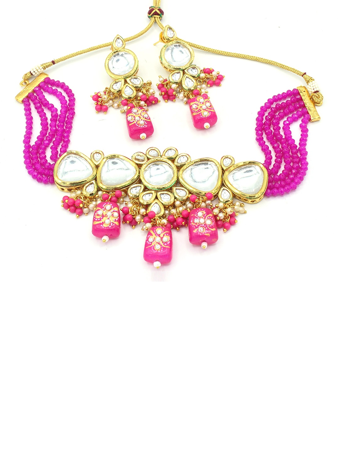 

AASHISH IMITATION Gold-Plated Kundan-Studded & Beaded Jewellery Set