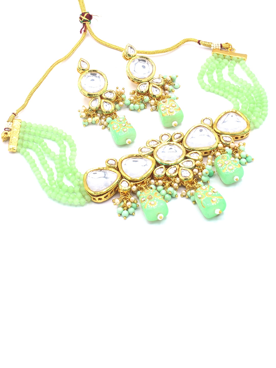 

AASHISH IMITATION Gold-Plated Kundan-Studded & Beaded Jewellery Set