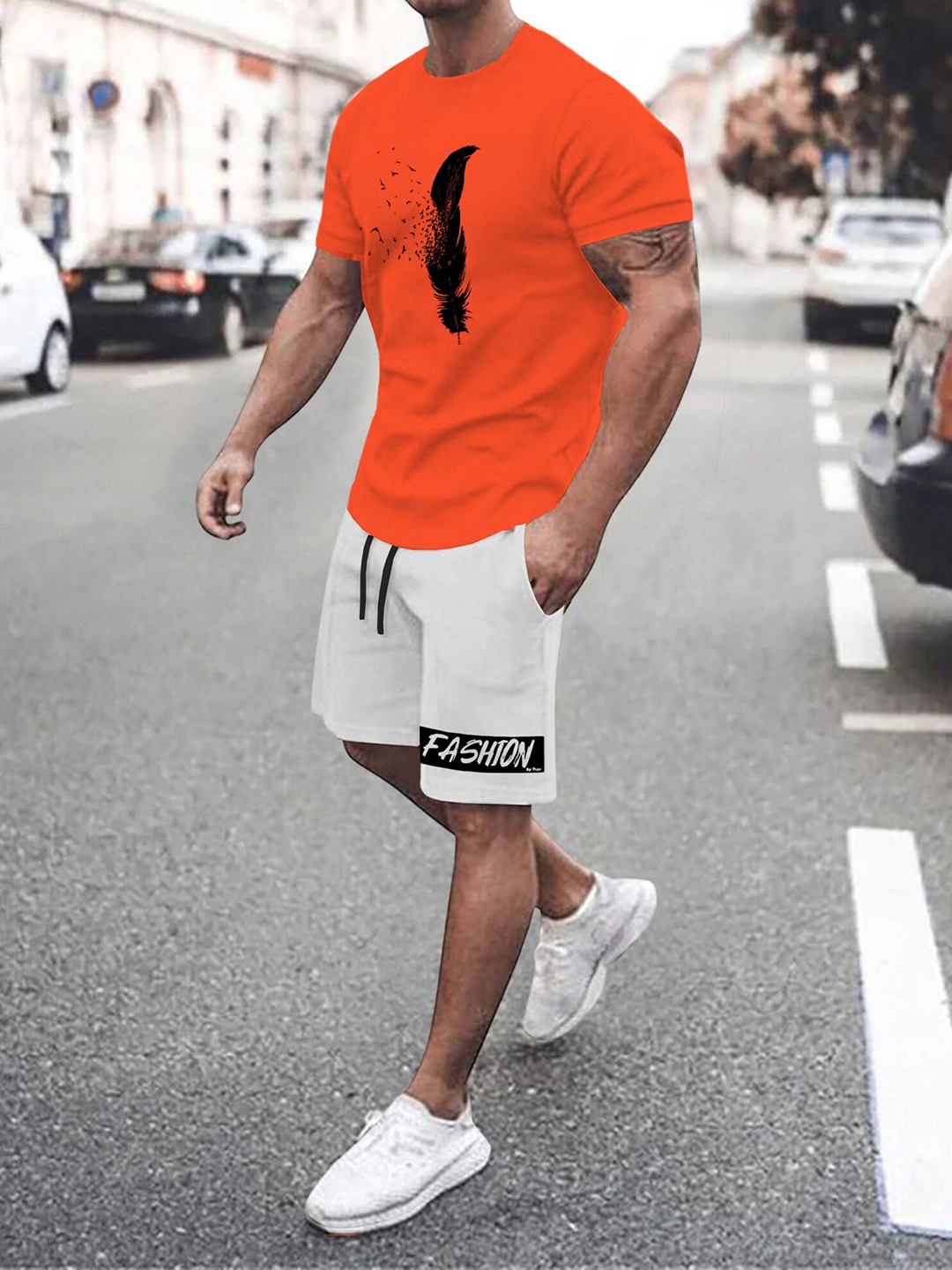 

TRIPR Printed Cotton Tracksuit, Orange
