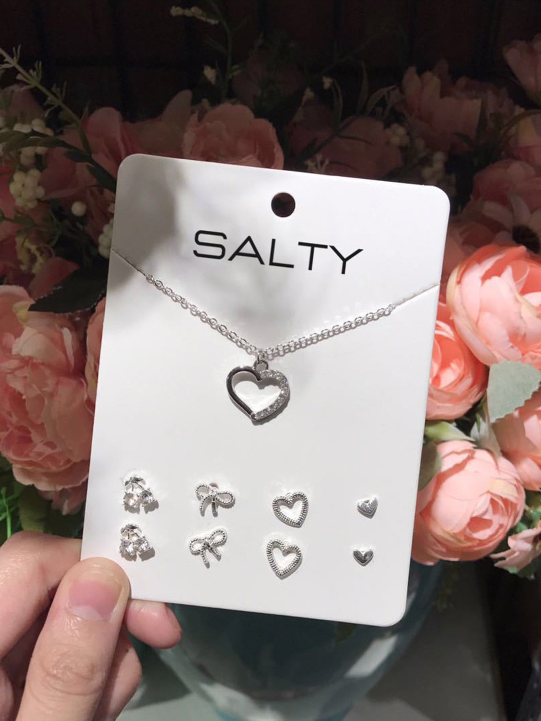 

SALTY Textured Anti-Tarnish Intricated Jewellery Set, Silver