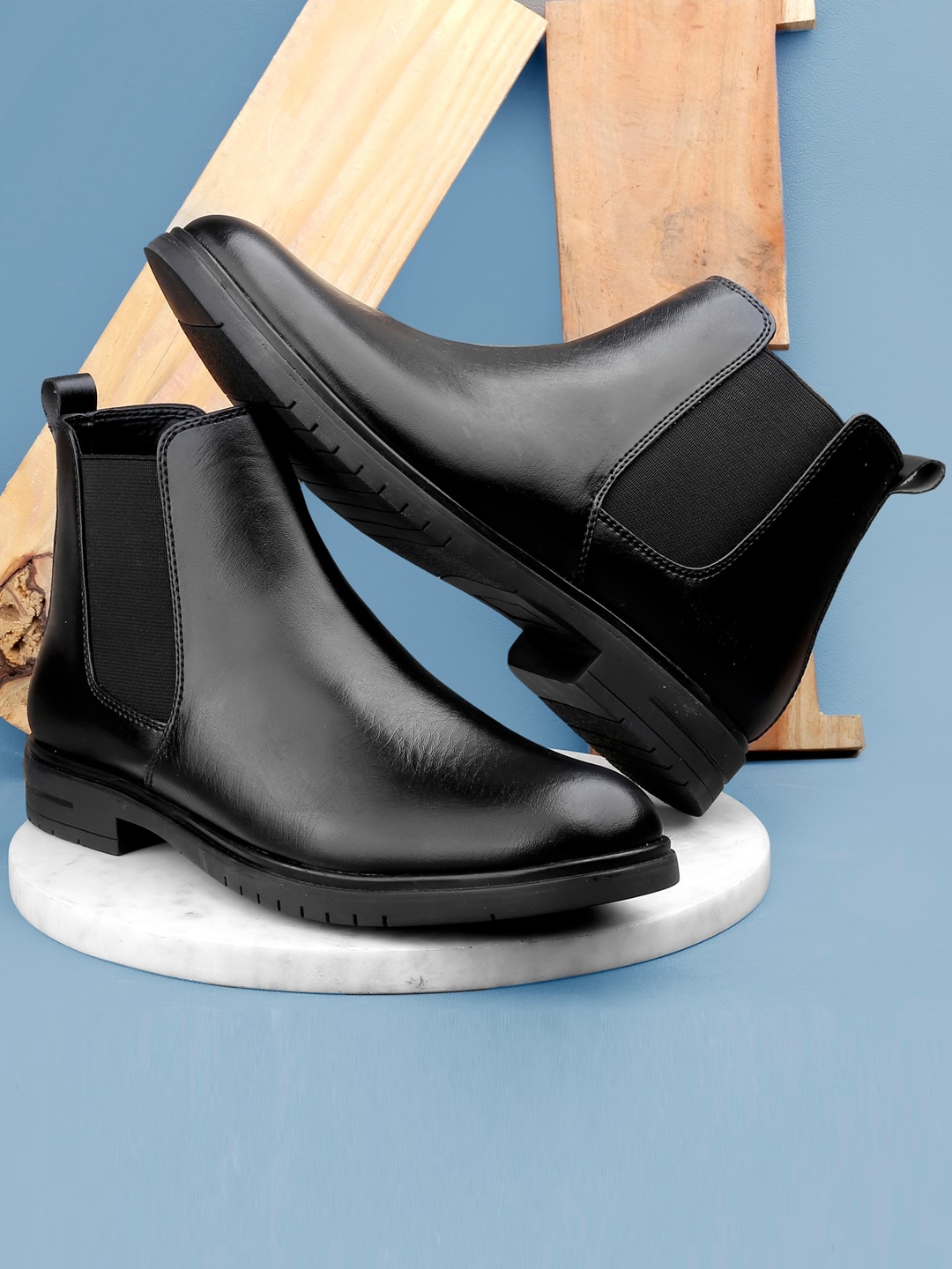 

Bxxy Men Mid Top Block-Heel Chelsea Boots, Black
