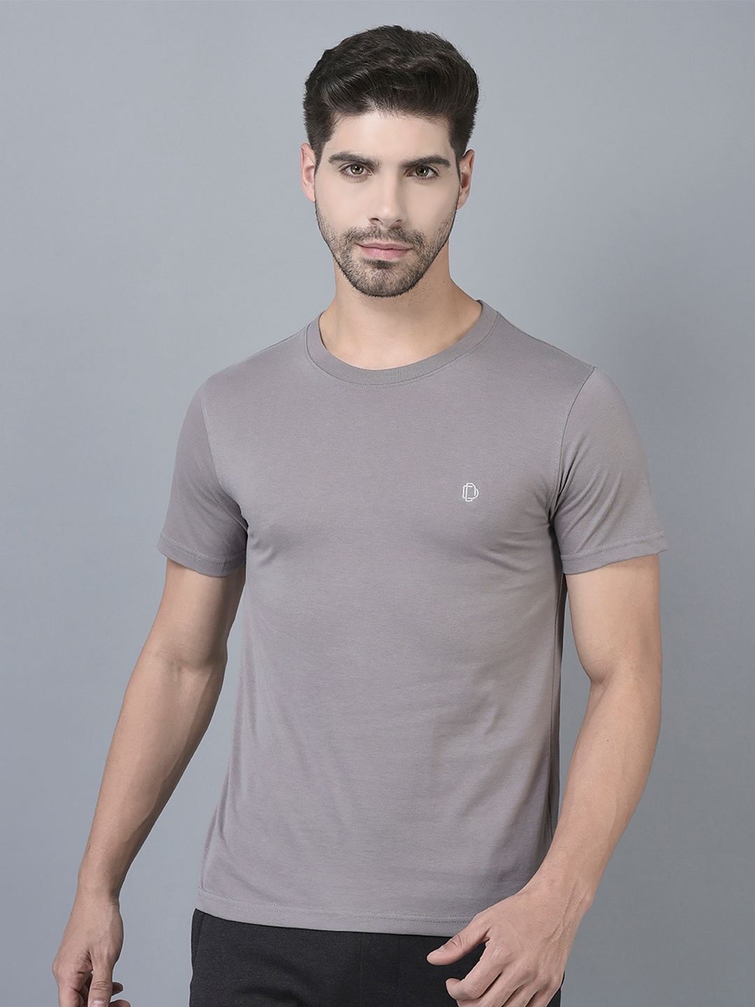 

Dollar Round Neck Cotton Casual T-shirt, Grey