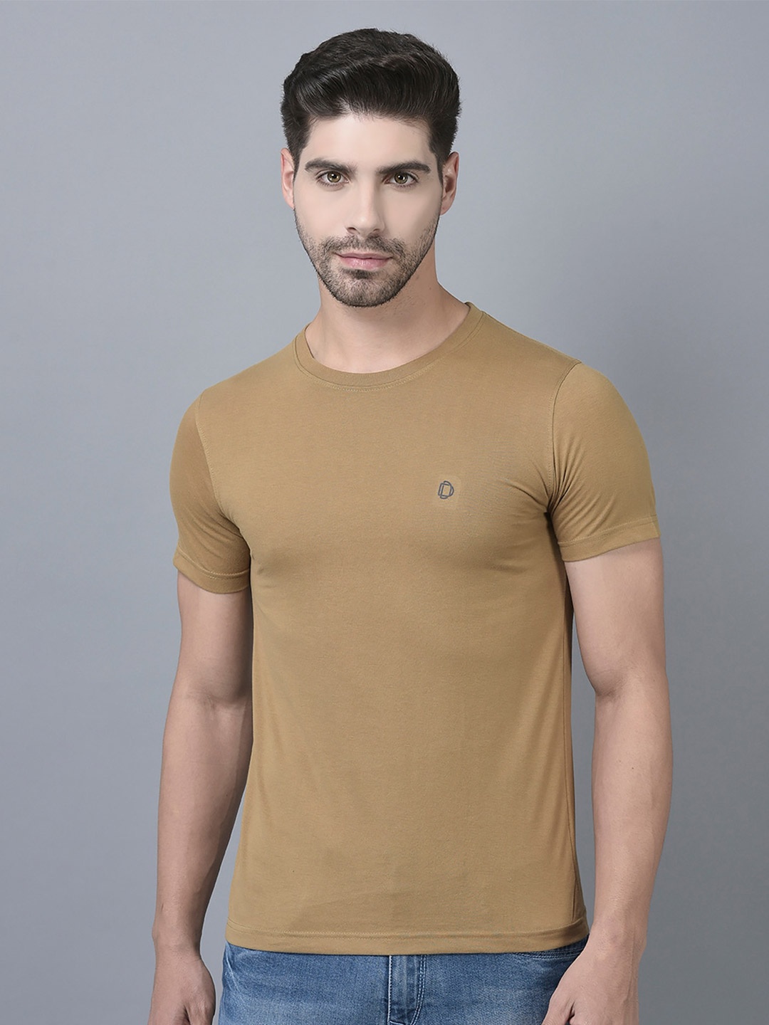 

Dollar Round Neck Cotton T-shirt, Khaki