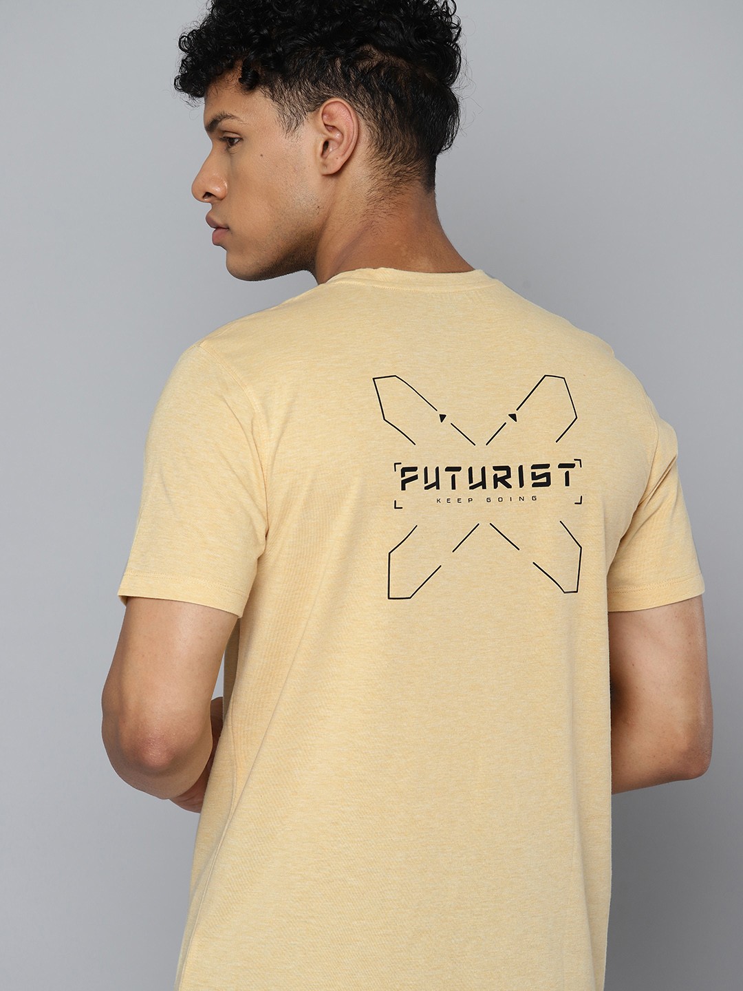

HRX by Hrithik Roshan Men Printed Pure Cotton Bio Wash T-shirt, Beige