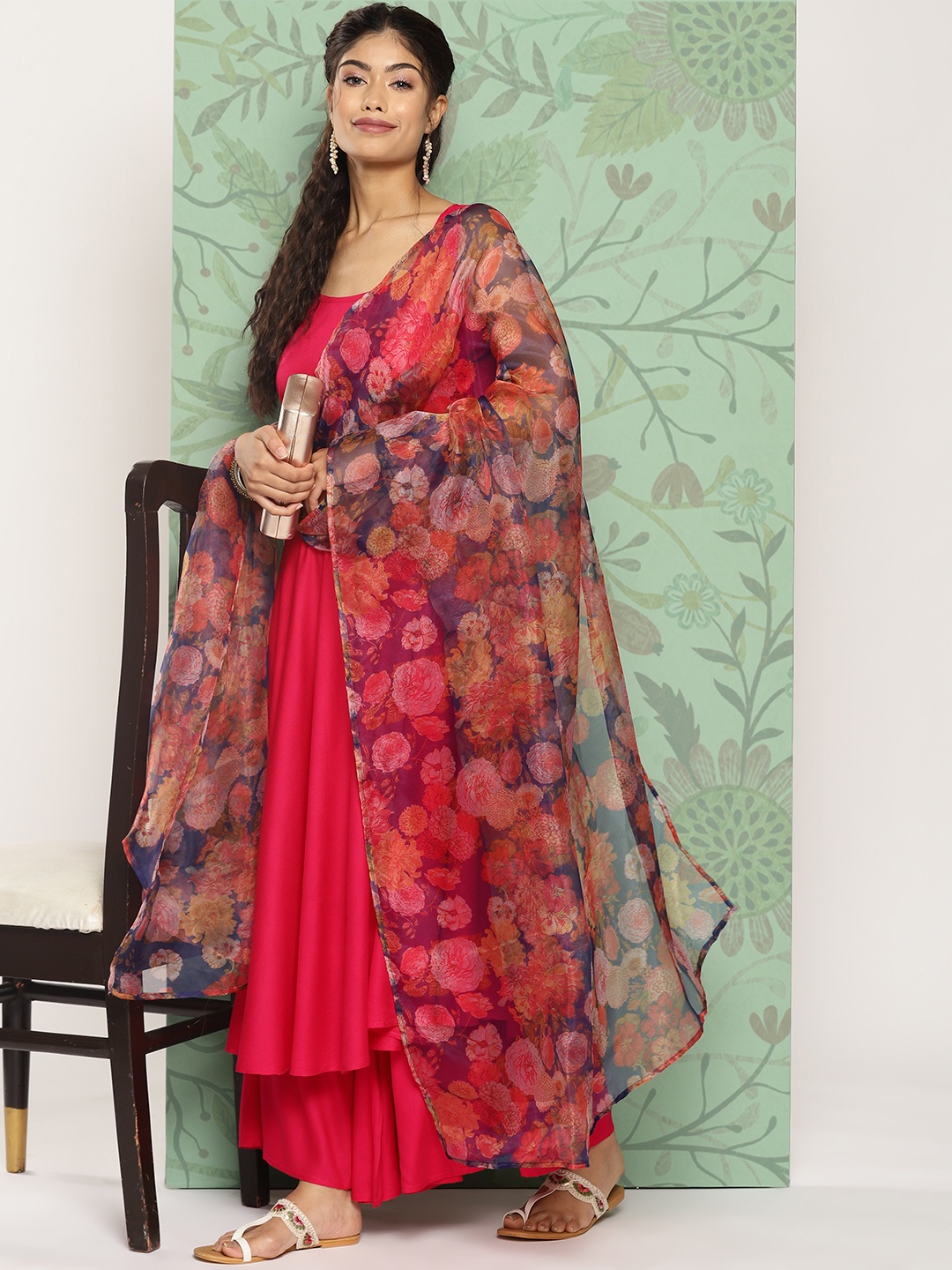 

InWeave Regular Kurta with Palazzos & With Dupatta, Red