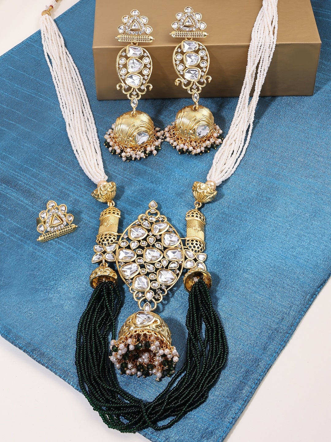 

Zaveri Pearls Gold-Plated Kundan-Studded Jewellery Set