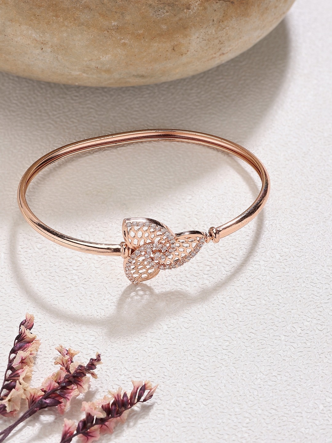 

Zaveri Pearls Women Rose Gold-Plated CZ Kada Bracelet