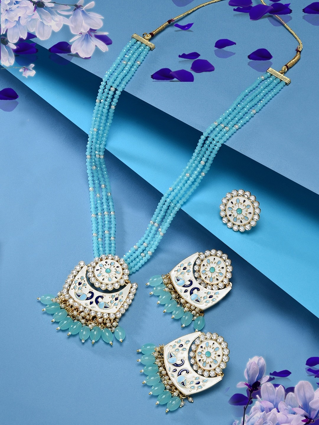 

Zaveri Pearls Gold-Plated Kundan-Studded & Pearl Beaded Jewellery Set