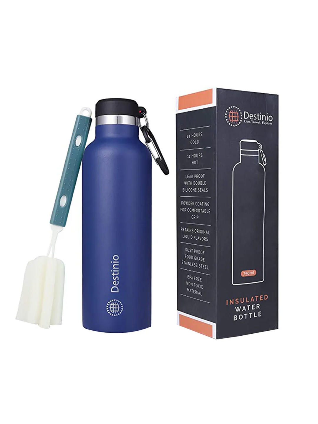 

Destinio Blue Insulated Thermos Water Bottle 750ml