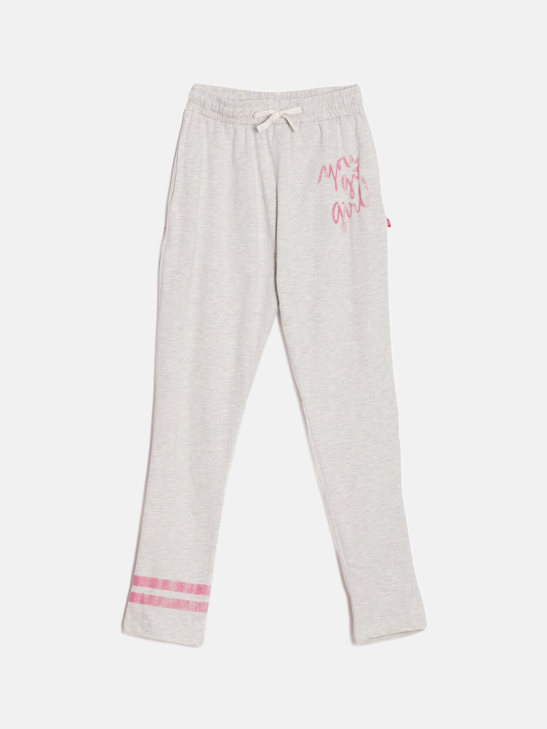 DIXCY SCOTT Slimz Girls Mid-Rise Cotton Track Pants, Off white