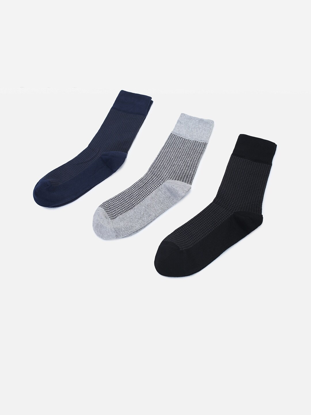 

max Men Pack of 3 Colourblocked Calf-Length Socks, Navy blue