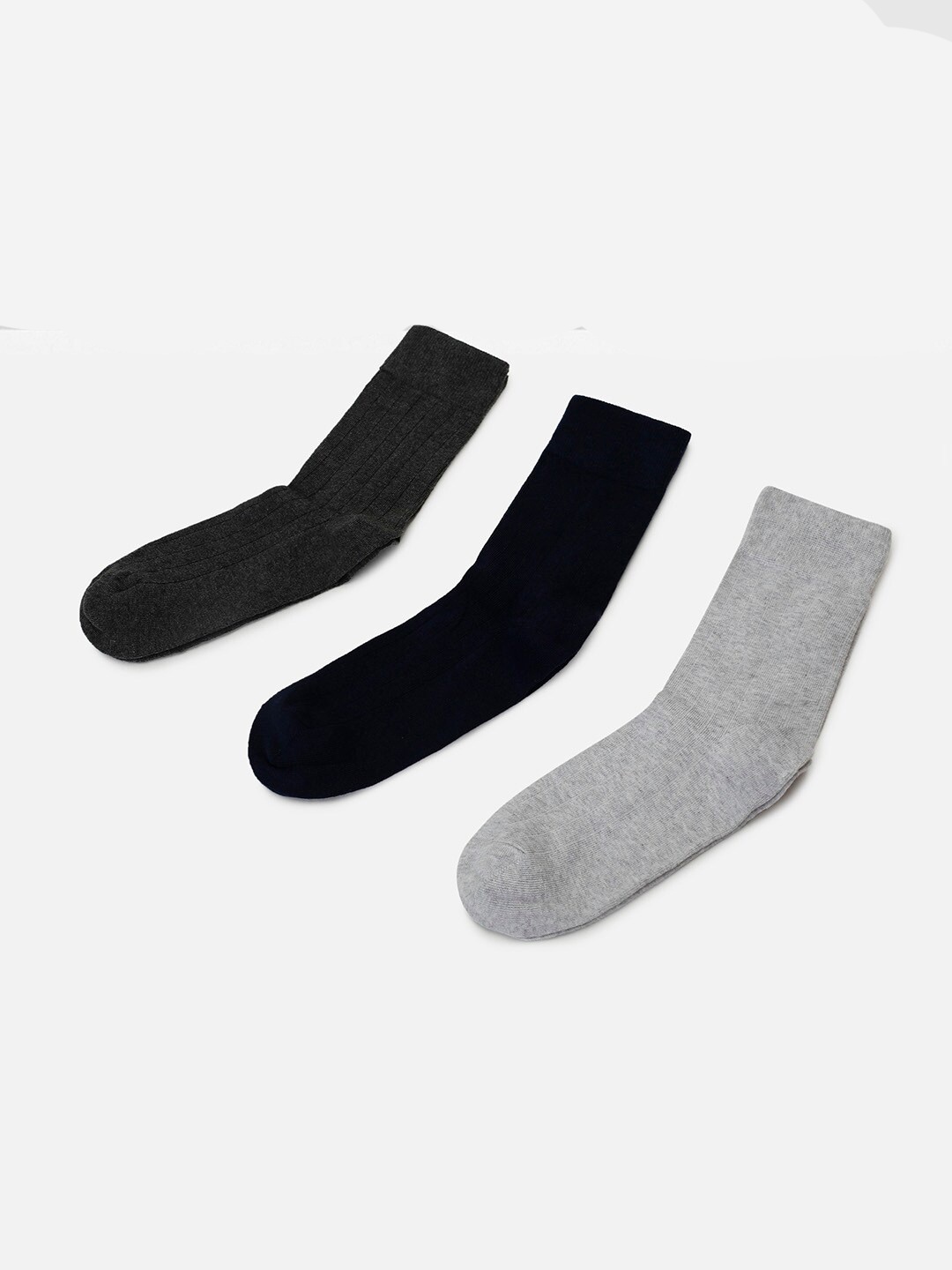 

max Men Pack Of 3 Calf-Length Socks, Grey