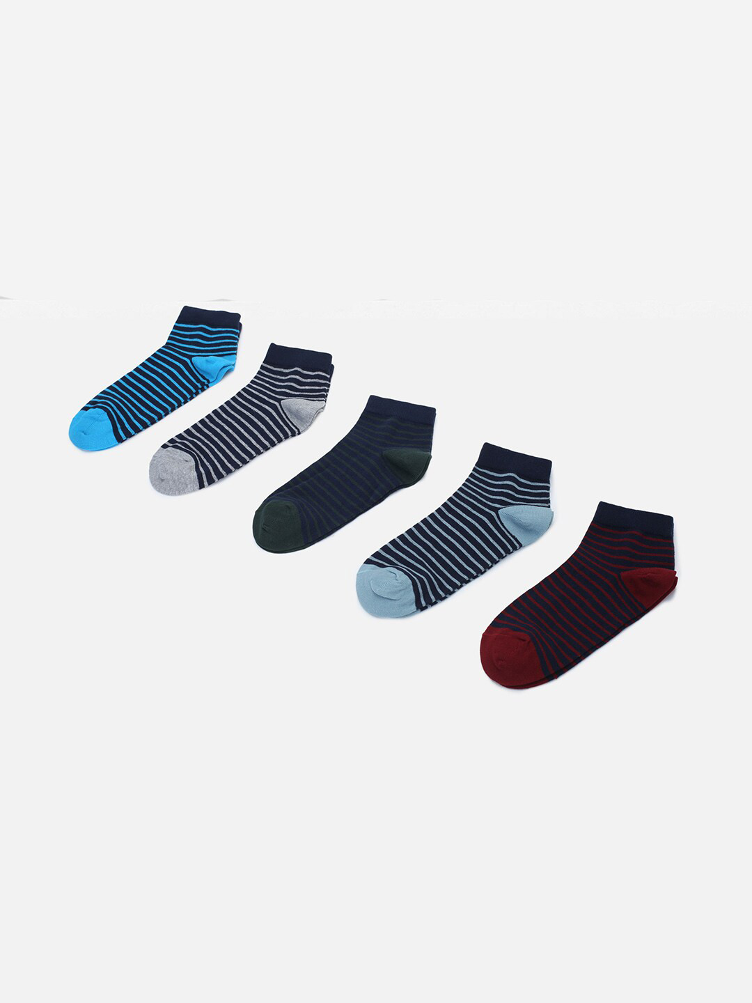 

max Pack Of 5 Striped Ankle-Length Socks, Blue
