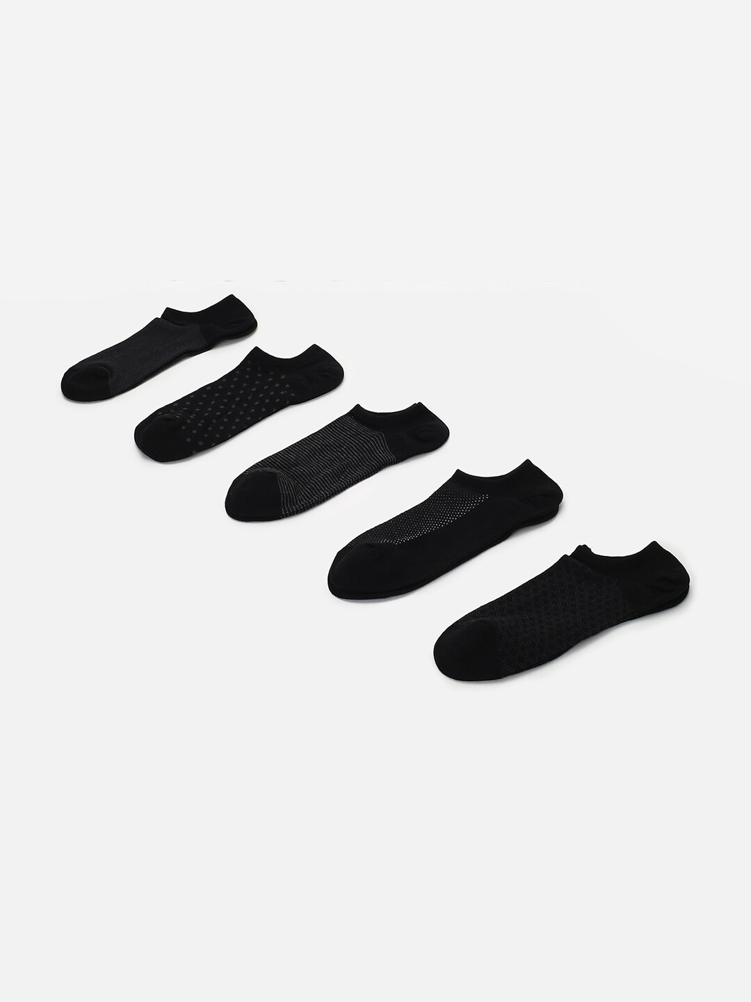 

max Men Pack Of 5 Patterned Shoe Liners, Black