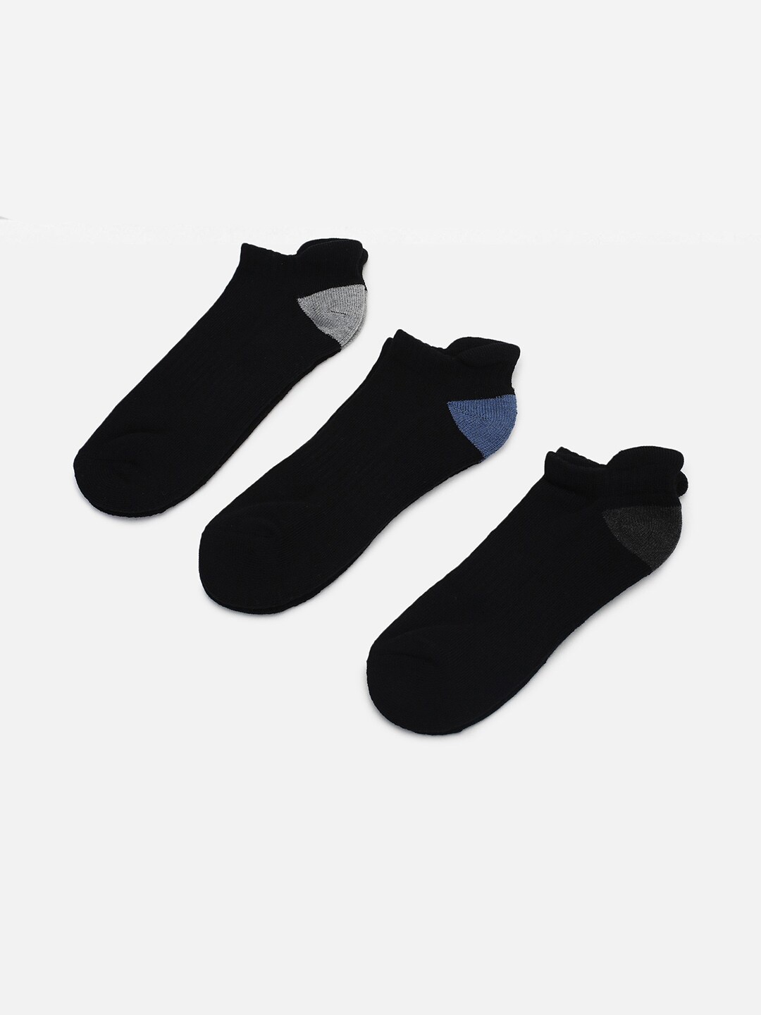 

max Men Pack Of 3 Patterned Ankle-Length Socks, Black