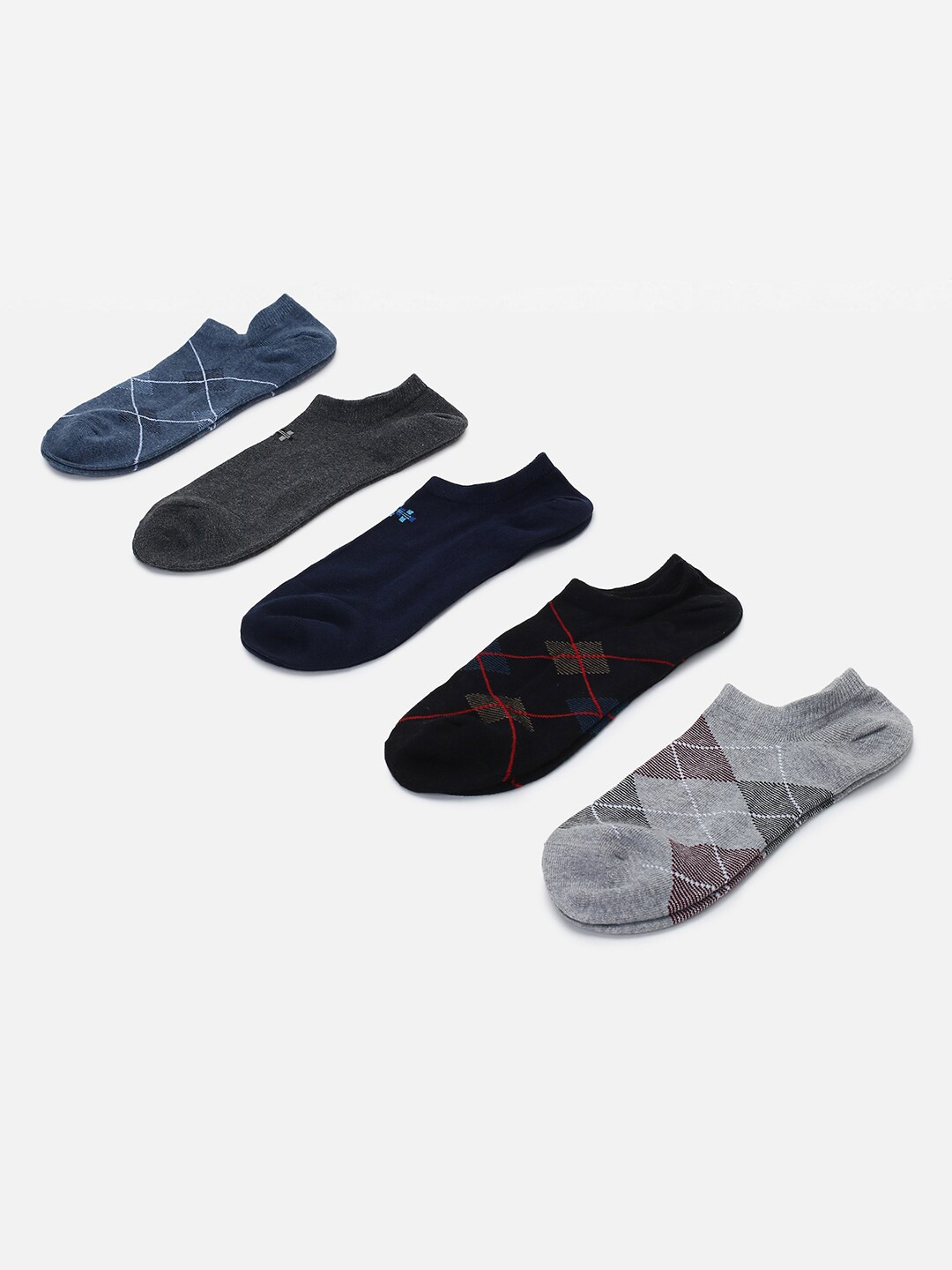 

max Men Pack Of 5 Patterned Shoe Liners, Grey