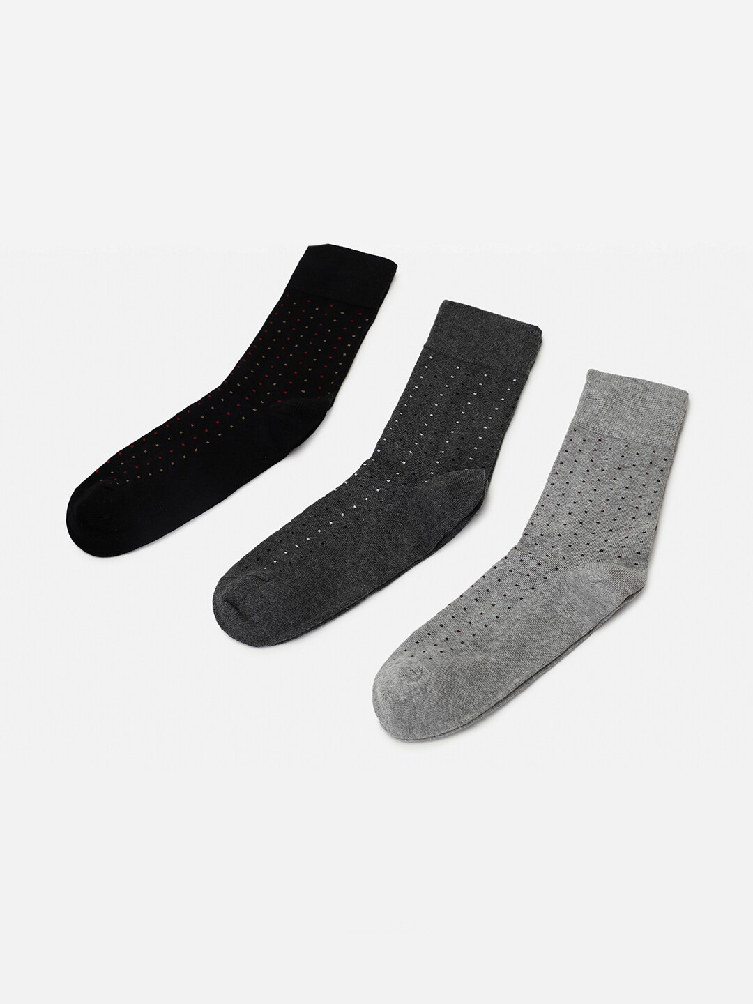 

max Men Pack Of 3 Patterned Above Ankle Length Socks, Black