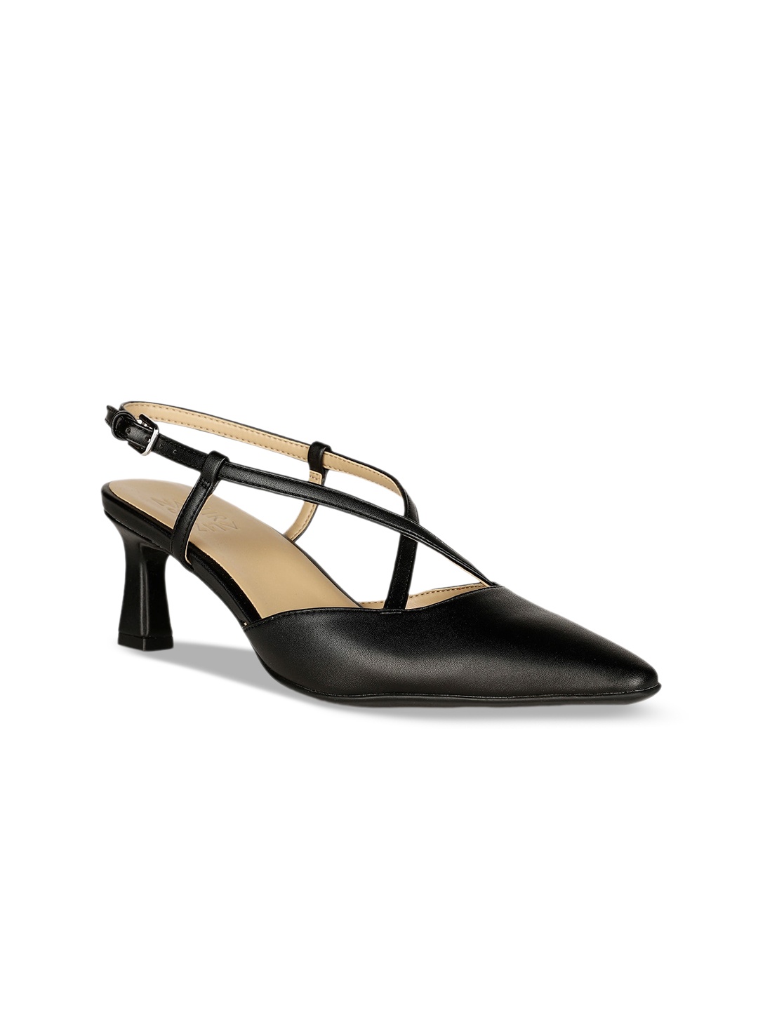 

Naturalizer Tahira Pointed Toe Leather Slim Mules With Backstrap, Black
