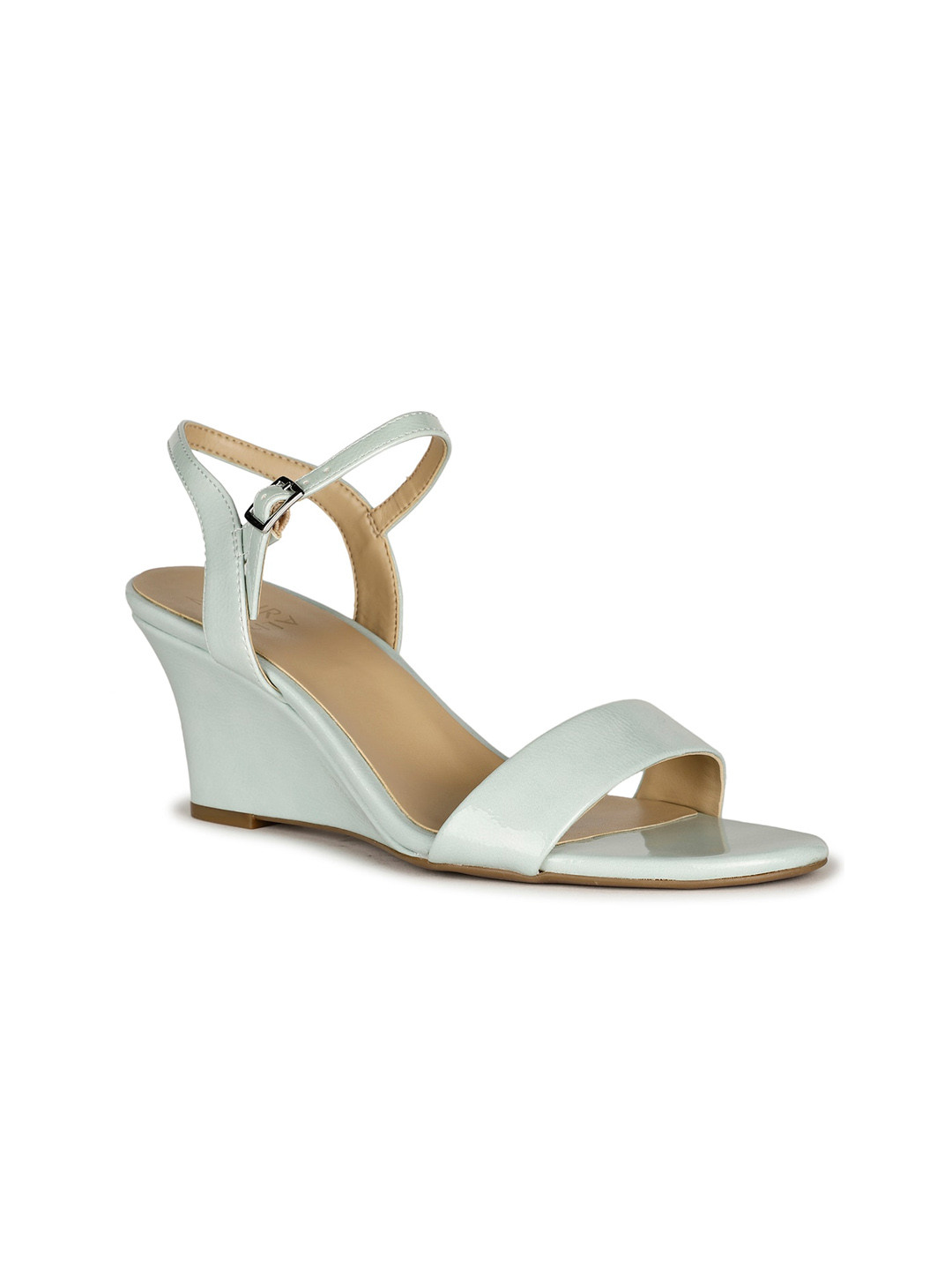 

Naturalizer Open Toe Leather Wedges With Backstrap, Sea green