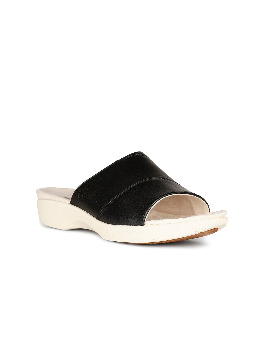

Hush Puppies Textured Leather Comfort Heel Mules, Black