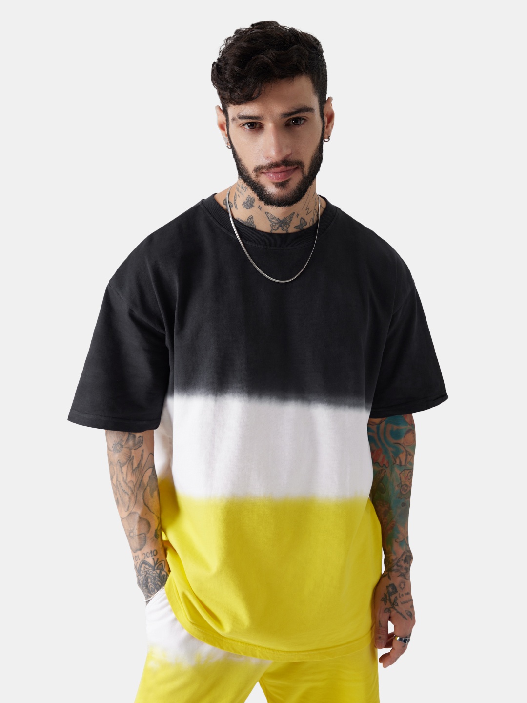 

The Souled Store Ombre Dyed Oversized Pure Cotton T-shirt, Black