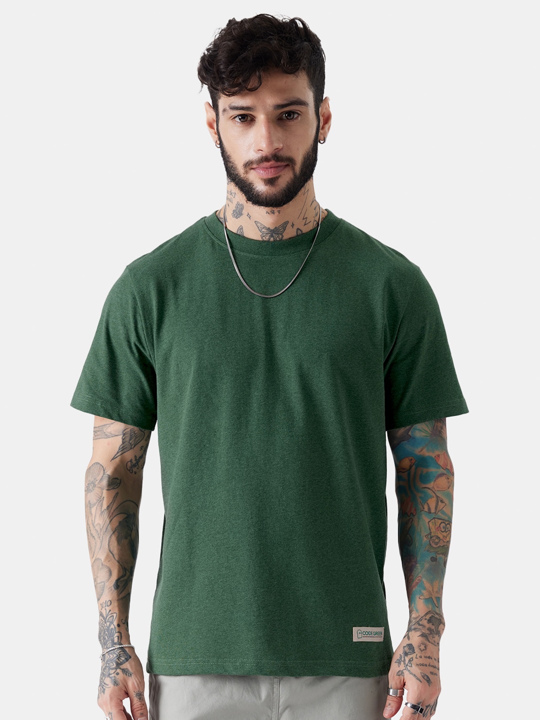 

The Souled Store Green Round Neck Regular Fit T-shirt