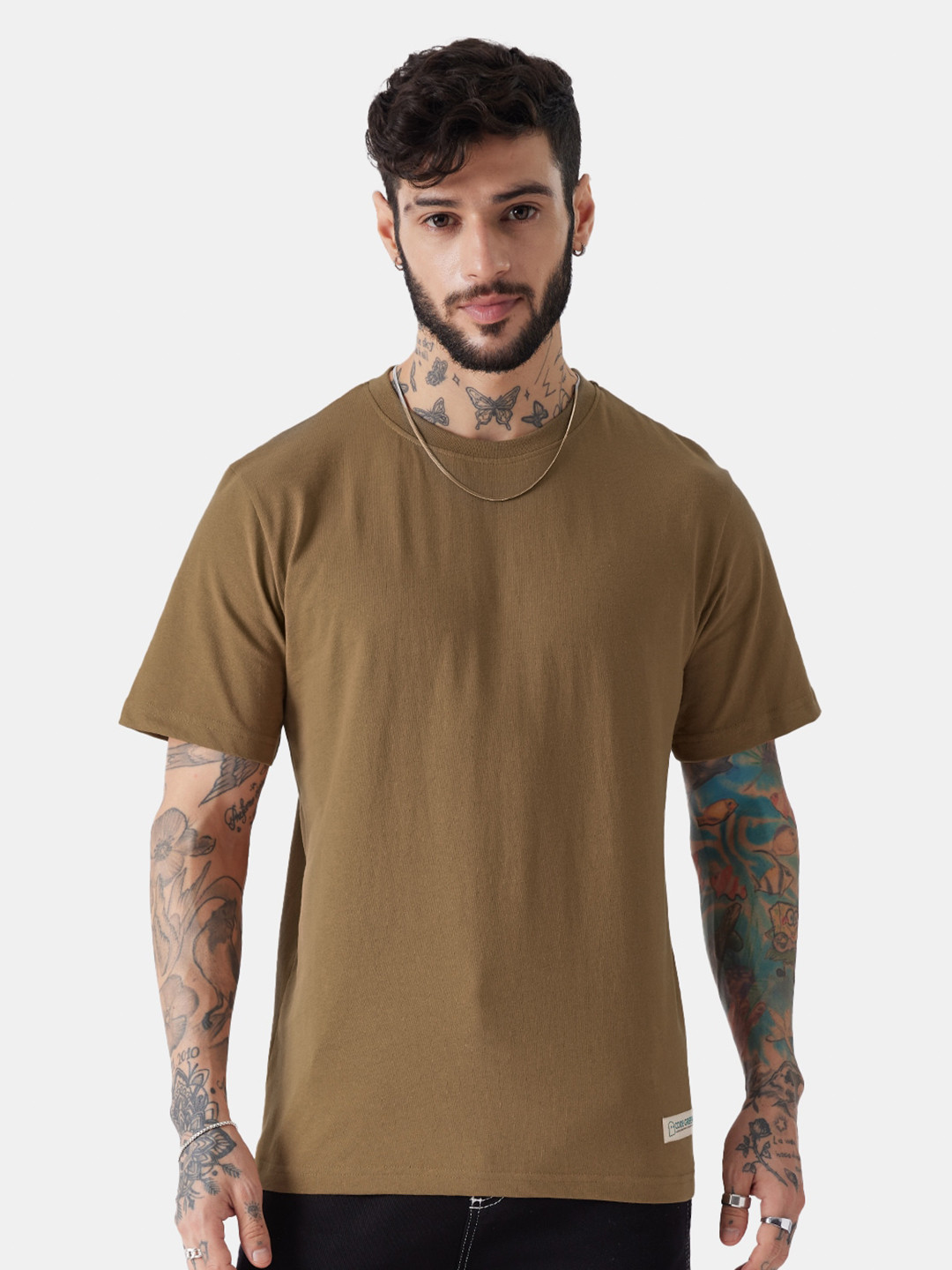 

The Souled Store Brown Round Neck Regular Fit T-shirt