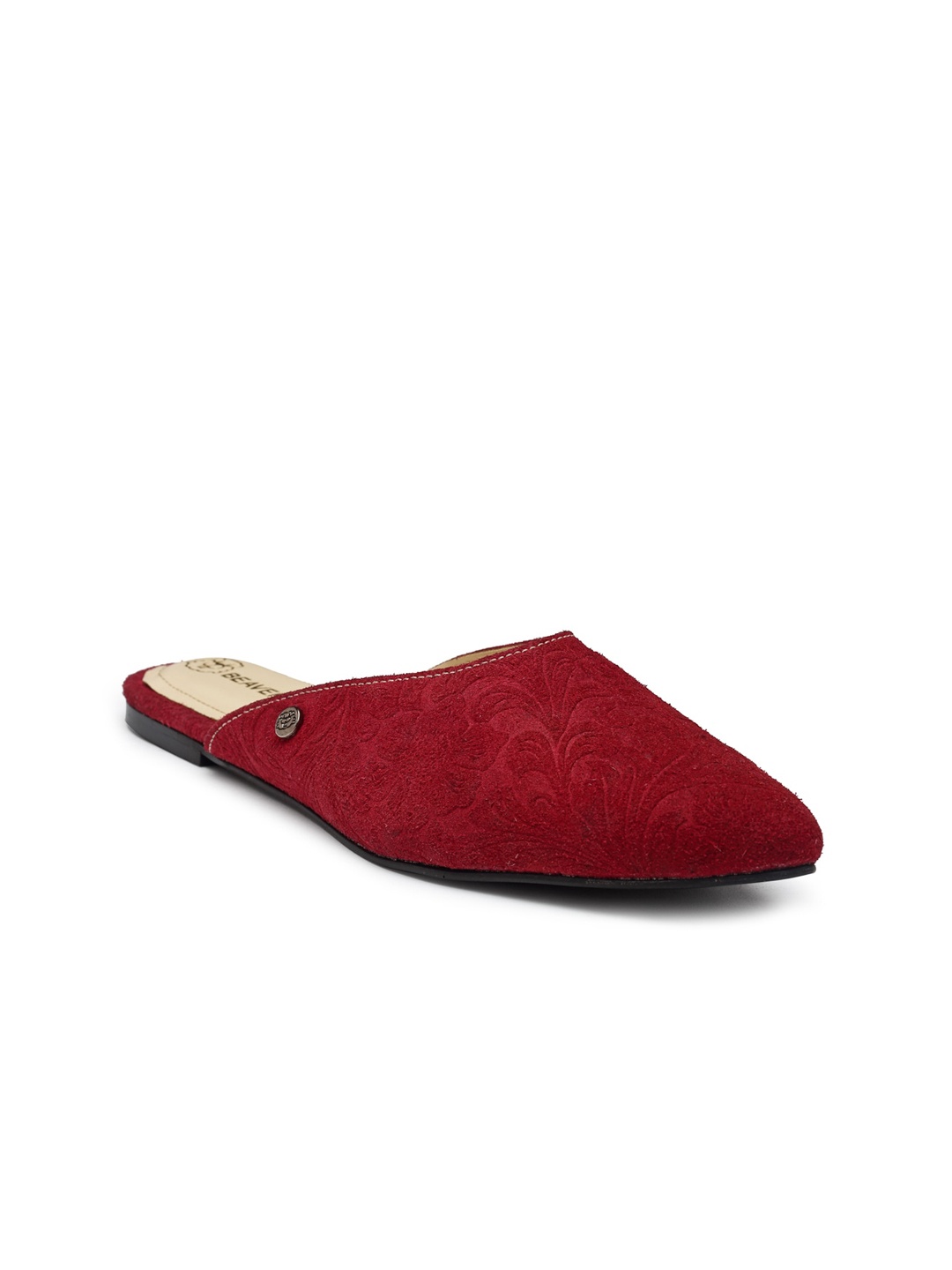 

BEAVER Women Pointed Toe Textured Mules, Red